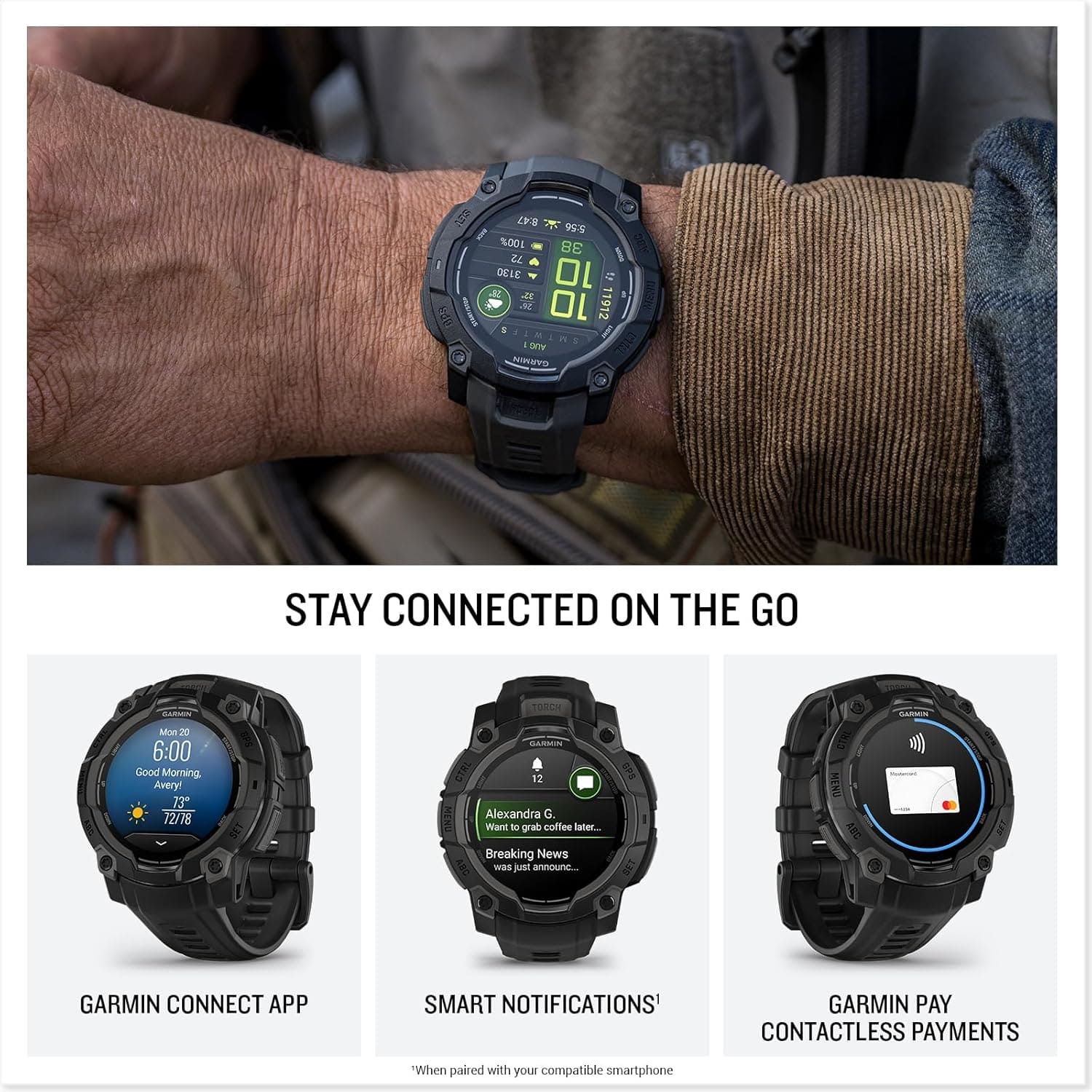 Garmin Instinct® 3 AMOLED, Rugged GPS Smartwatch