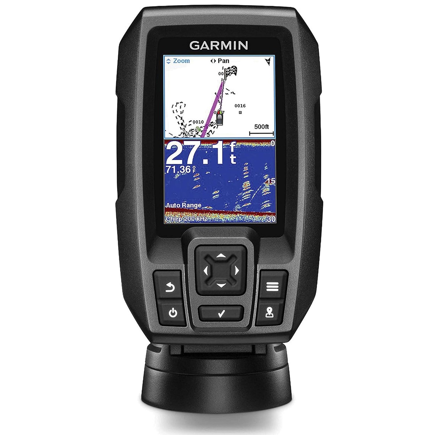 جهاز جارمن سترايكر 4 (010-01550-00) مع محول طاقة، وجهاز كشف الأسماك GPS بشاشة 3.5 بوصة مع خاصية Chirp