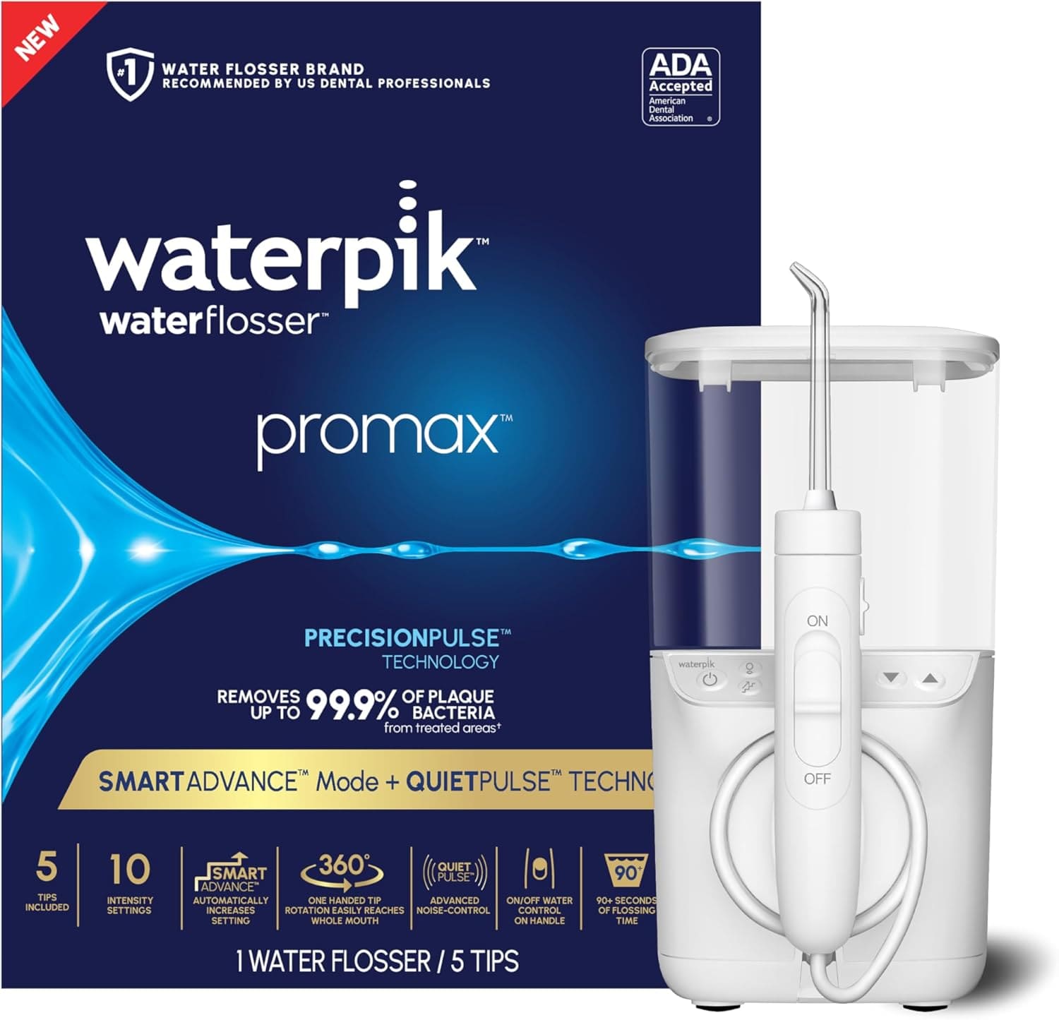 جهاز تنظيف الأسنان المائي Waterpik Promax الذي يوضع على سطح الطاولة
